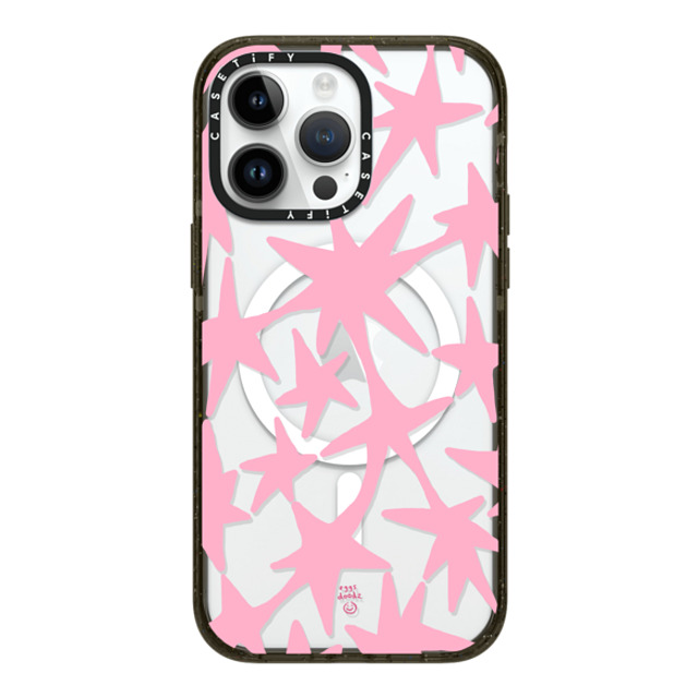 Eggsdoodz x CASETiFY iPhone 14 Pro Max ケース ブラック インパクトケース MagSafe対応 Pink Stars