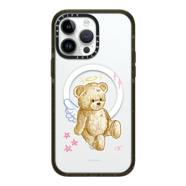 Eggsdoodz x CASETiFY iPhone 14 Pro Max ケース ブラック インパクトケース MagSafe対応 Angel Teddy Bear