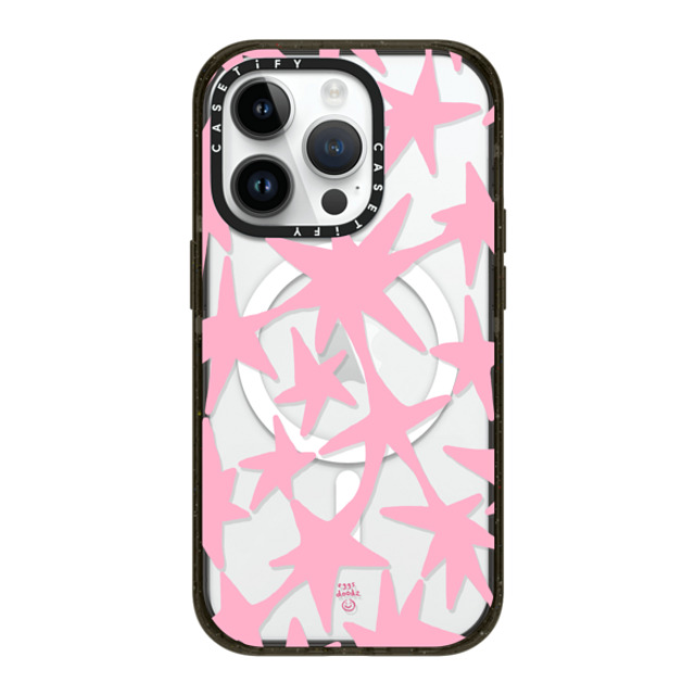 Eggsdoodz x CASETiFY iPhone 14 Pro ケース ブラック インパクトケース MagSafe対応 Pink Stars