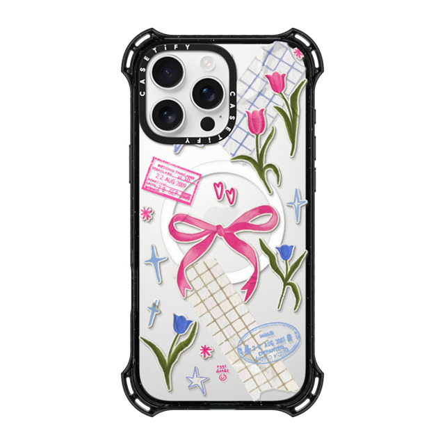 Eggsdoodz x CASETiFY iPhone 16 Pro Max ケース ブラック バウンスケース Ribbons And Tulips