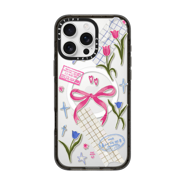 Eggsdoodz x CASETiFY iPhone 16 Pro Max ケース ブラック インパクトケース MagSafe対応 Ribbons And Tulips