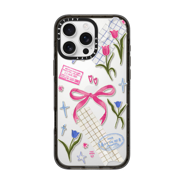 Eggsdoodz x CASETiFY iPhone 16 Pro Max ケース ブラック インパクトケース Ribbons And Tulips