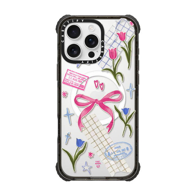 Eggsdoodz x CASETiFY iPhone 16 Pro Max Case Black ウルトラ インパクトケース MagSafe 対応 Ribbons And Tulips Eggsdoodz x CASETiFY iPhone 16 Pro Max Case Black ウルトラ インパクトケース MagSafe 対応 Ribbons And Tulips