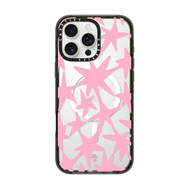 Eggsdoodz x CASETiFY iPhone 16 Pro Max ケース ブラック インパクトケース MagSafe対応 Pink Stars