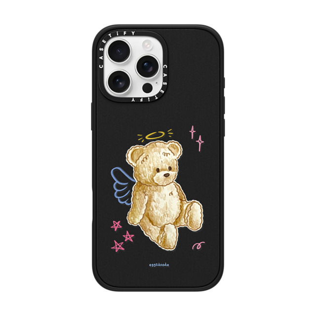 Eggsdoodz x CASETiFY iPhone 16 Pro Max ケース マットブラック インパクトケース MagSafe対応 Angel Teddy Bear