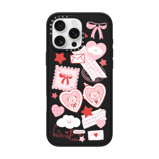 Eggsdoodz x CASETiFY iPhone 16 Pro Max ケース マットブラック インパクトケース Teddy Bear Love