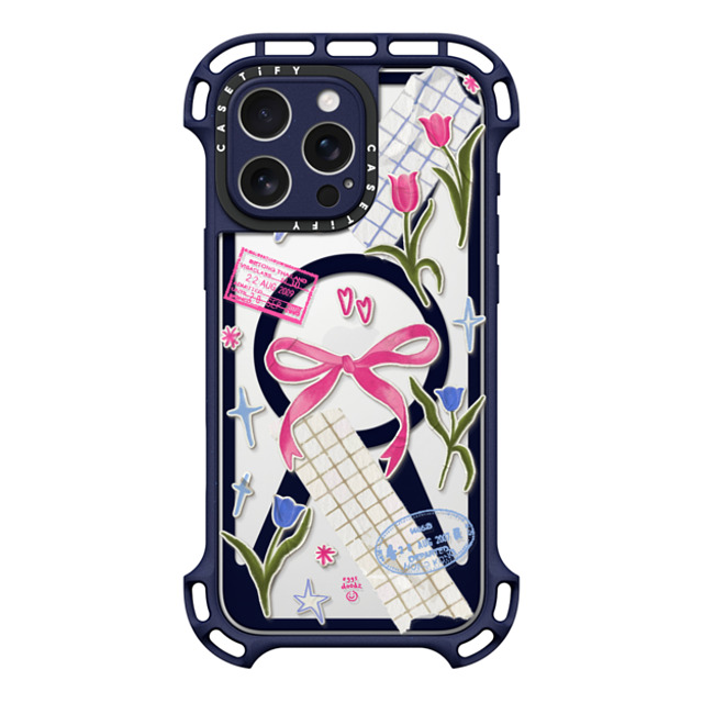 Eggsdoodz x CASETiFY iPhone 16 Pro Max Case インディゴ ウルトラ バウンスケース MagSafe対応 Ribbons And Tulips Eggsdoodz x CASETiFY iPhone 16 Pro Max Case インディゴ ウルトラ バウンスケース MagSafe対応 Ribbons And Tulips
