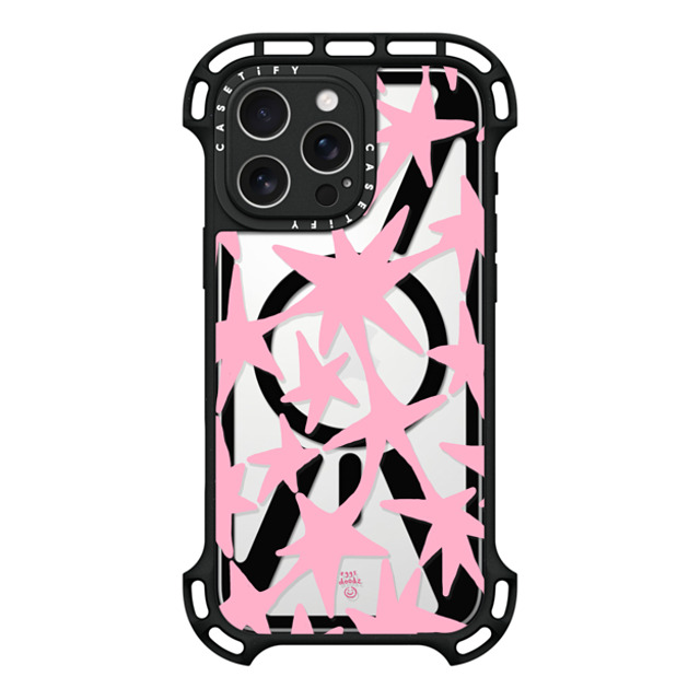 Eggsdoodz x CASETiFY iPhone 16 Pro Max ケース ブラック ウルトラ バウンスケース MagSafe対応 Pink Stars