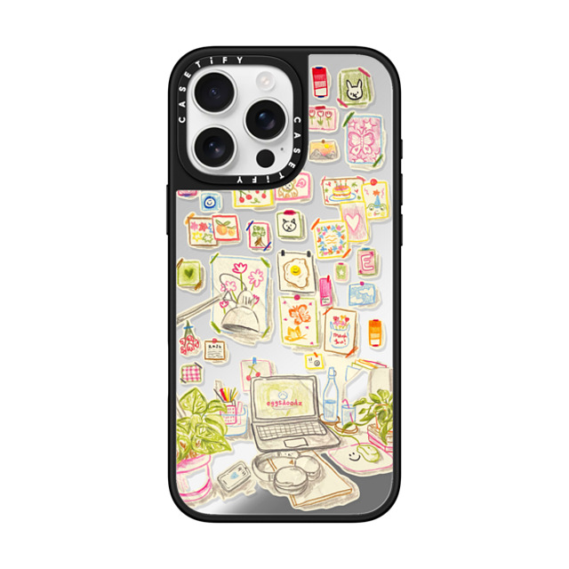 Eggsdoodz x CASETiFY iPhone 16 Pro Max ケース Silver on Black ミラーケース MagSafe対応 Gallery Wall Art