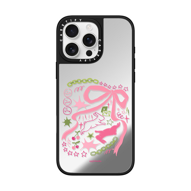 Eggsdoodz x CASETiFY iPhone 16 Pro Max ケース Floral,Ribbon Silver on Black ミラーケース MagSafe対応 Bows and Bunnies Father's Day Eggsdoodz x CASETiFY iPhone 16 Pro Max ケース Floral,Ribbon Silver on Black ミラーケース MagSafe対応 Bows and Bunnies Father's Day