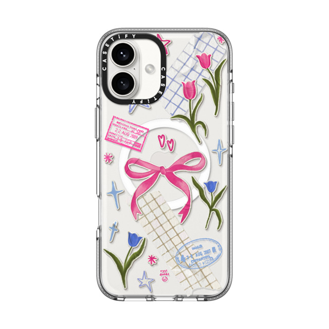 Eggsdoodz x CASETiFY iPhone 16 Plus Case Sticker,Floral クリア クリア ケース MagSafe対応 Ribbons And Tulips Back to School Eggsdoodz x CASETiFY iPhone 16 Plus Case Sticker,Floral クリア クリア ケース MagSafe対応 Ribbons And Tulips Back to School