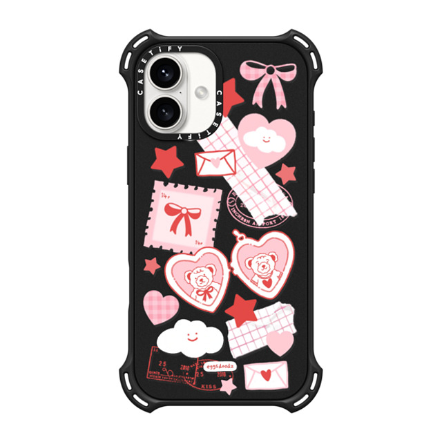 Eggsdoodz x CASETiFY iPhone 16 Plus Case Matte Black バウンスケース Teddy Bear Love Eggsdoodz x CASETiFY iPhone 16 Plus Case Matte Black バウンスケース Teddy Bear Love
