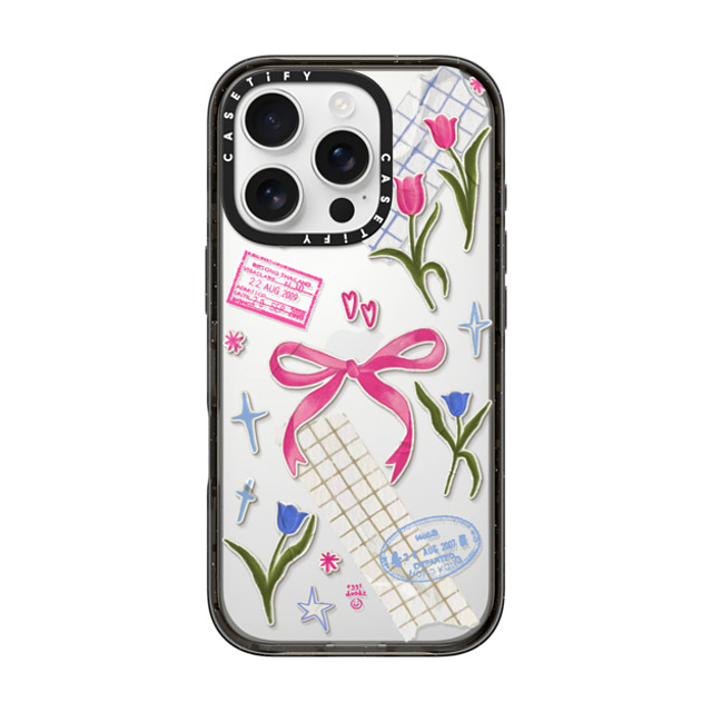 Eggsdoodz x CASETiFY iPhone 16 Pro ケース ブラック インパクトケース Ribbons And Tulips