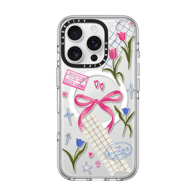 Eggsdoodz x CASETiFY iPhone 16 Pro ケース クリア クリア ケース MagSafe対応 Ribbons And Tulips