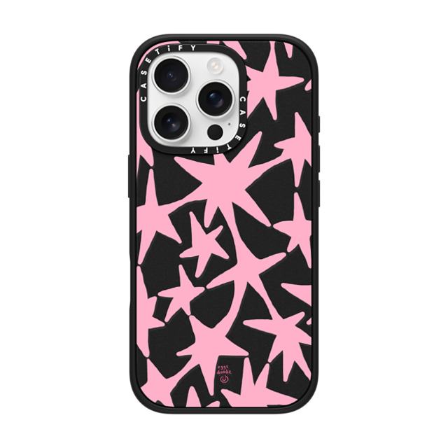 Eggsdoodz x CASETiFY iPhone 16 Pro ケース マットブラック インパクトケース MagSafe対応 Pink Stars