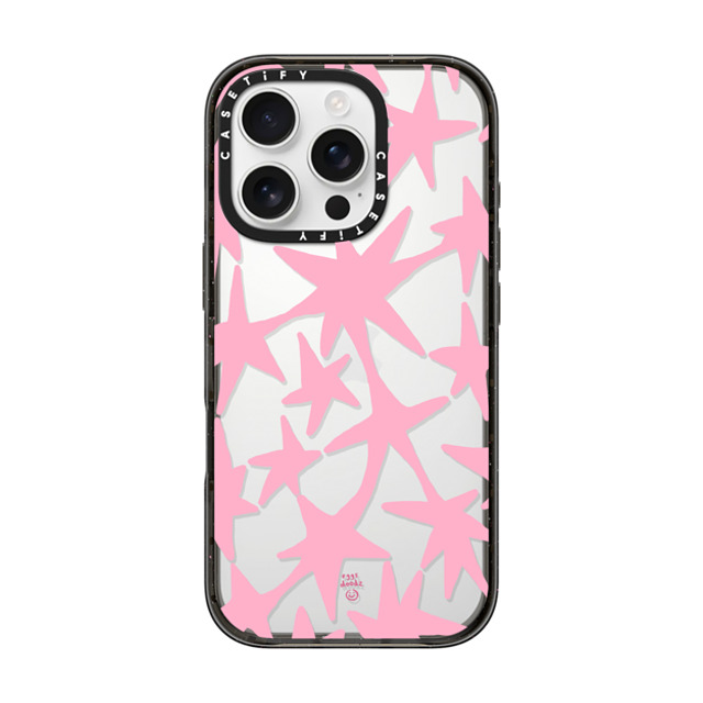 Eggsdoodz x CASETiFY iPhone 16 Pro ケース ブラック インパクトケース Pink Stars