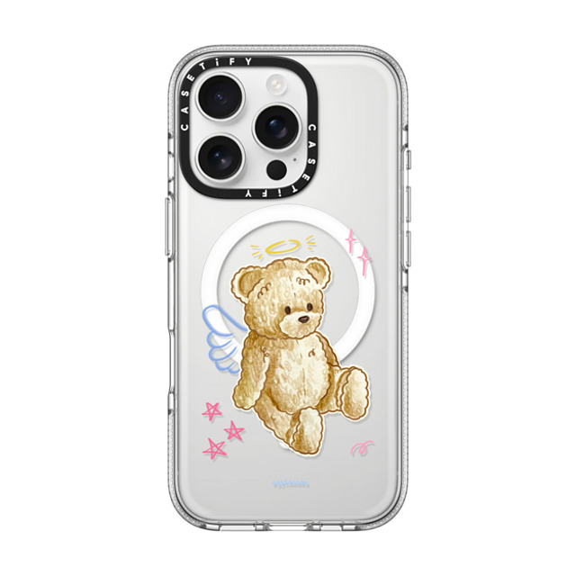 Eggsdoodz x CASETiFY iPhone 16 Pro ケース クリア クリア ケース MagSafe対応 Angel Teddy Bear