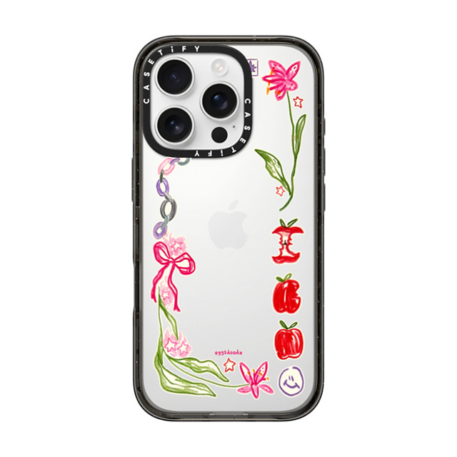 Eggsdoodz x CASETiFY iPhone 16 Pro ケース Sticker,Floral ブラック インパクトケース Sweet Apples Back to School Eggsdoodz x CASETiFY iPhone 16 Pro ケース Sticker,Floral ブラック インパクトケース Sweet Apples Back to School