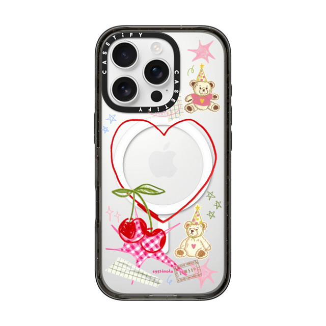 Eggsdoodz x CASETiFY iPhone 16 Pro ケース ブラック インパクトケース MagSafe対応 Party Teddy Bears