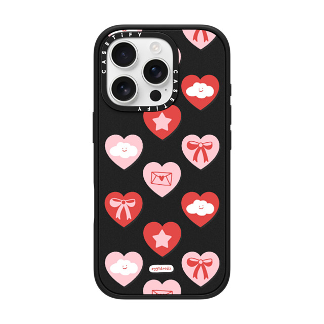 Eggsdoodz x CASETiFY iPhone 16 Pro ケース マットブラック インパクトケース MagSafe対応 Love Heart Dreams