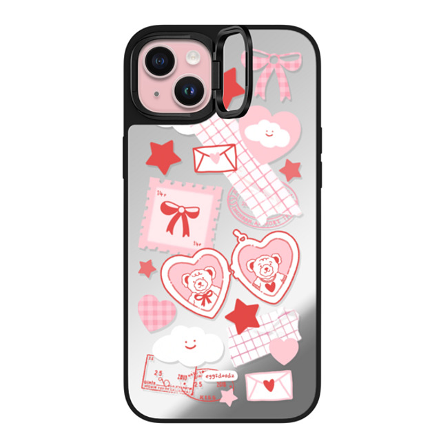 Eggsdoodz x CASETiFY iPhone 15 Plus ケース Ribbon Silver on Black ミラー リングスタンドケース MagSafe対応 Teddy Bear Love Father's Day Eggsdoodz x CASETiFY iPhone 15 Plus ケース Ribbon Silver on Black ミラー リングスタンドケース MagSafe対応 Teddy Bear Love Father's Day