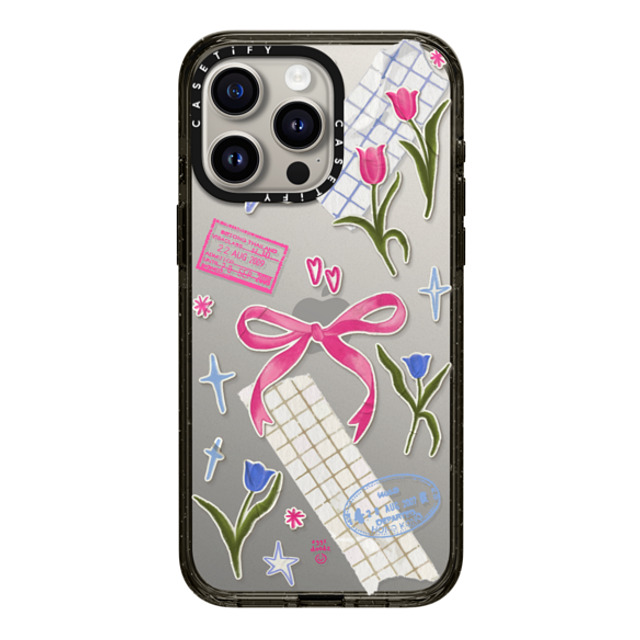 Eggsdoodz x CASETiFY iPhone 15 Pro Max ケース ブラック インパクトケース Ribbons And Tulips