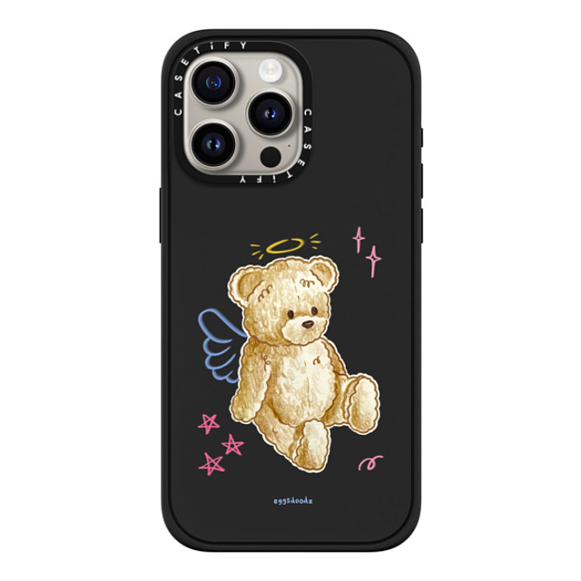 Eggsdoodz x CASETiFY iPhone 15 Pro Max ケース マットブラック インパクトケース MagSafe対応 Angel Teddy Bear