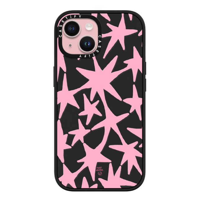 Eggsdoodz x CASETiFY iPhone 15 ケース マットブラック インパクトケース MagSafe対応 Pink Stars