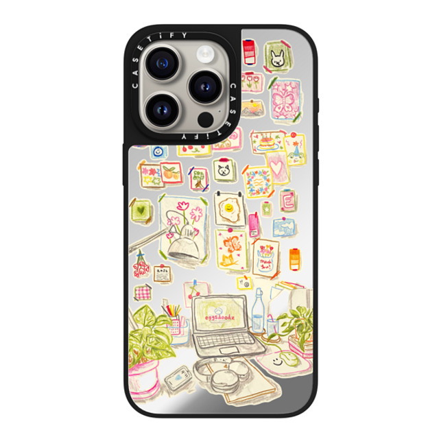 Eggsdoodz x CASETiFY iPhone 15 Pro Max ケース Silver on Black ミラーケース MagSafe対応 Gallery Wall Art