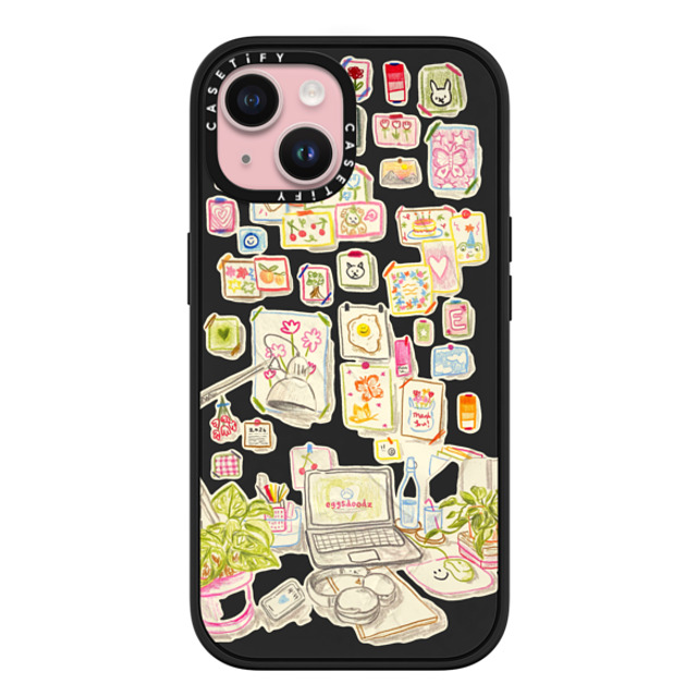 Eggsdoodz x CASETiFY iPhone 15 ケース マットブラック インパクトケース MagSafe対応 Gallery Wall Art