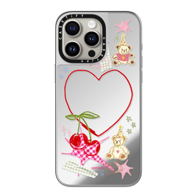Eggsdoodz x CASETiFY iPhone 15 Pro Max ケース Sticker,Cherry シルバー (シルバーバンパー) ミラーケース MagSafe対応 Party Teddy Bears Back to School Eggsdoodz x CASETiFY iPhone 15 Pro Max ケース Sticker,Cherry シルバー (シルバーバンパー) ミラーケース MagSafe対応 Party Teddy Bears Back to School