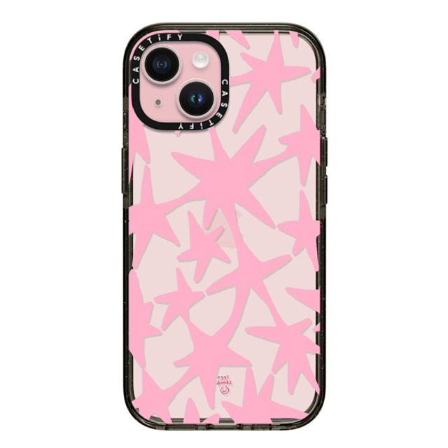 Eggsdoodz x CASETiFY iPhone 15 ケース ブラック インパクトケース Pink Stars