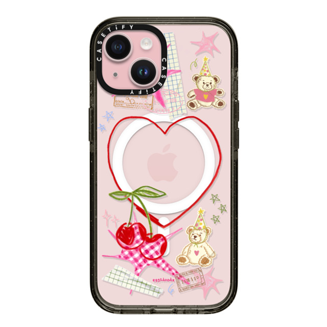 Eggsdoodz x CASETiFY iPhone 15 ケース ブラック インパクトケース MagSafe対応 Party Teddy Bears