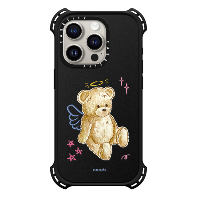 Eggsdoodz x CASETiFY iPhone 15 Pro ケース マットブラック バウンスケース Angel Teddy Bear