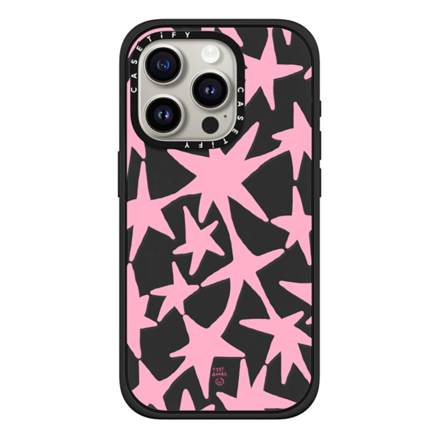 Eggsdoodz x CASETiFY iPhone 15 Pro ケース マットブラック インパクトケース MagSafe対応 Pink Stars