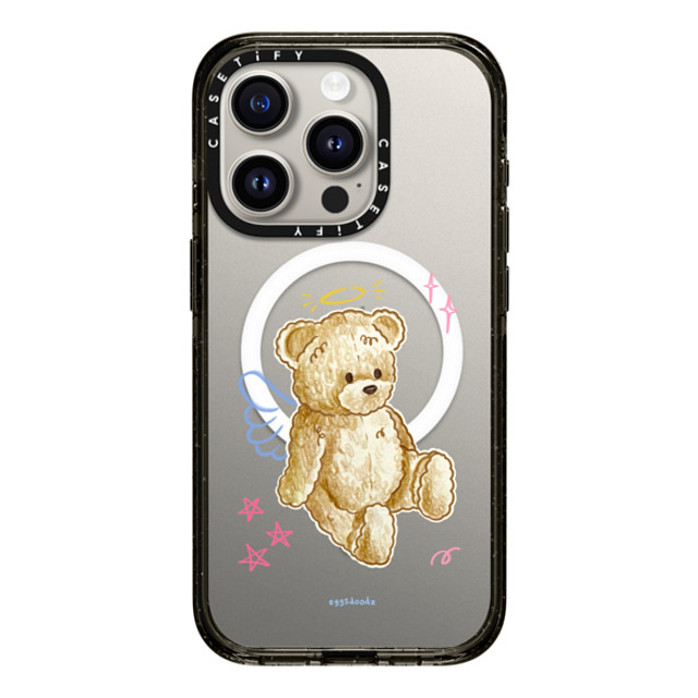 Eggsdoodz x CASETiFY iPhone 15 Pro ケース ブラック インパクトケース MagSafe対応 Angel Teddy Bear