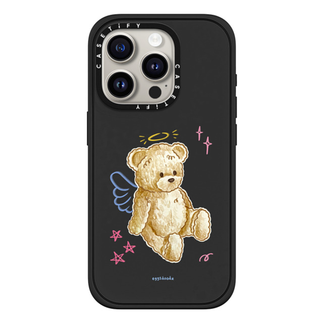 Eggsdoodz x CASETiFY iPhone 15 Pro ケース マットブラック インパクトケース MagSafe対応 Angel Teddy Bear