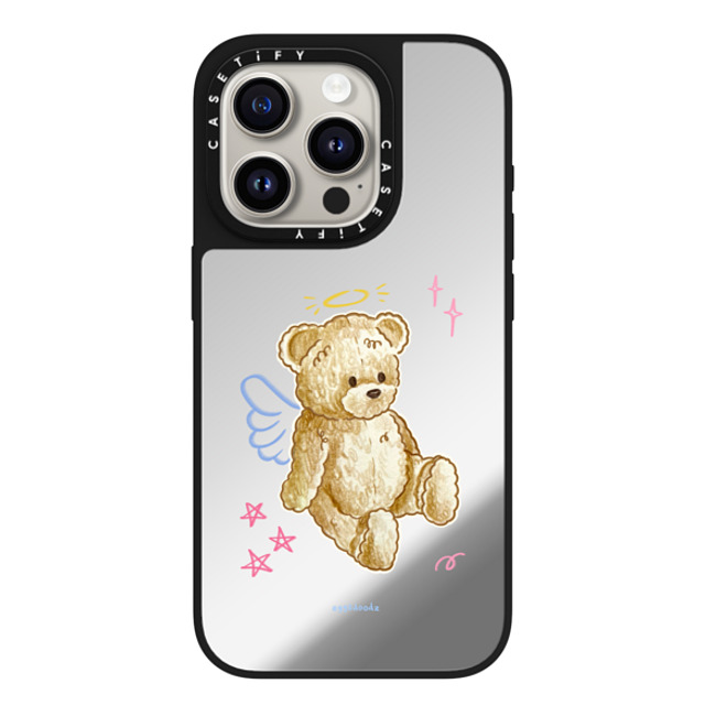 Eggsdoodz x CASETiFY iPhone 15 Pro Case Silver on Black ミラーケース MagSafe対応 Angel Teddy Bear Eggsdoodz x CASETiFY iPhone 15 Pro Case Silver on Black ミラーケース MagSafe対応 Angel Teddy Bear