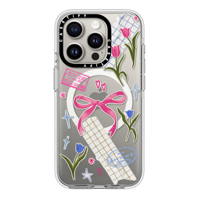 Eggsdoodz x CASETiFY iPhone 15 Pro ケース クリア クリア ケース MagSafe対応 Ribbons And Tulips