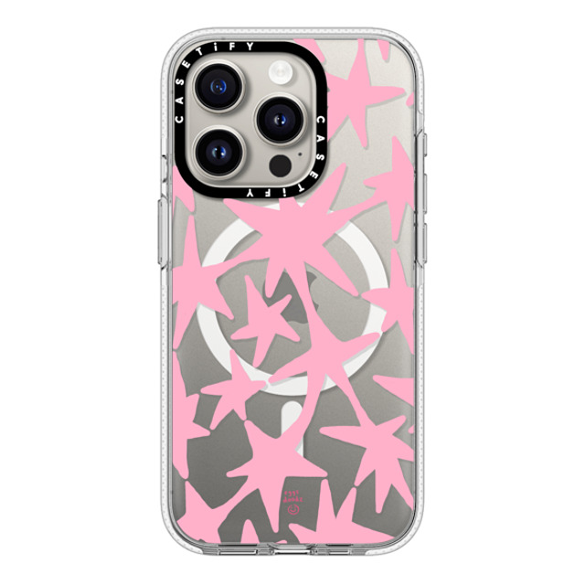 Eggsdoodz x CASETiFY iPhone 15 Pro ケース クリア クリア ケース MagSafe対応 Pink Stars