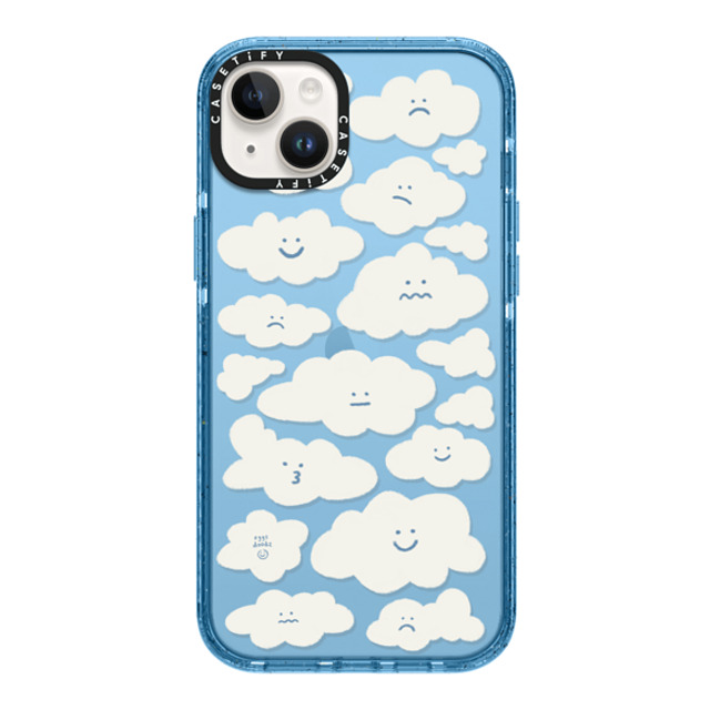 Eggsdoodz x CASETiFY iPhone 14 Plus ケース Sierra Blue インパクトケース Cute Clouds