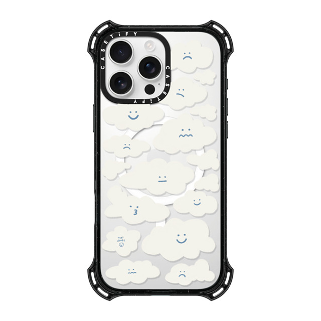 Eggsdoodz x CASETiFY iPhone 16 Pro Max ケース ブラック バウンスケース Cute Clouds