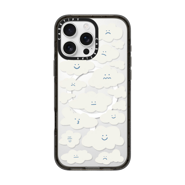 Eggsdoodz x CASETiFY iPhone 16 Pro Max ケース ブラック インパクトケース MagSafe対応 Cute Clouds