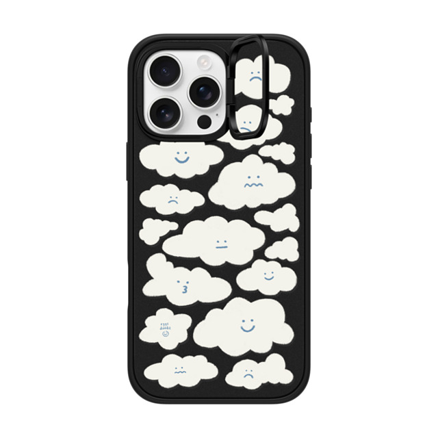 Eggsdoodz x CASETiFY iPhone 16 Pro Max ケース マットブラック インパクトリングスタンドケース MagSafe対応 Cute Clouds