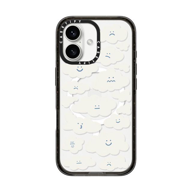 Eggsdoodz x CASETiFY iPhone 16 ケース ブラック インパクトケース MagSafe対応 Cute Clouds