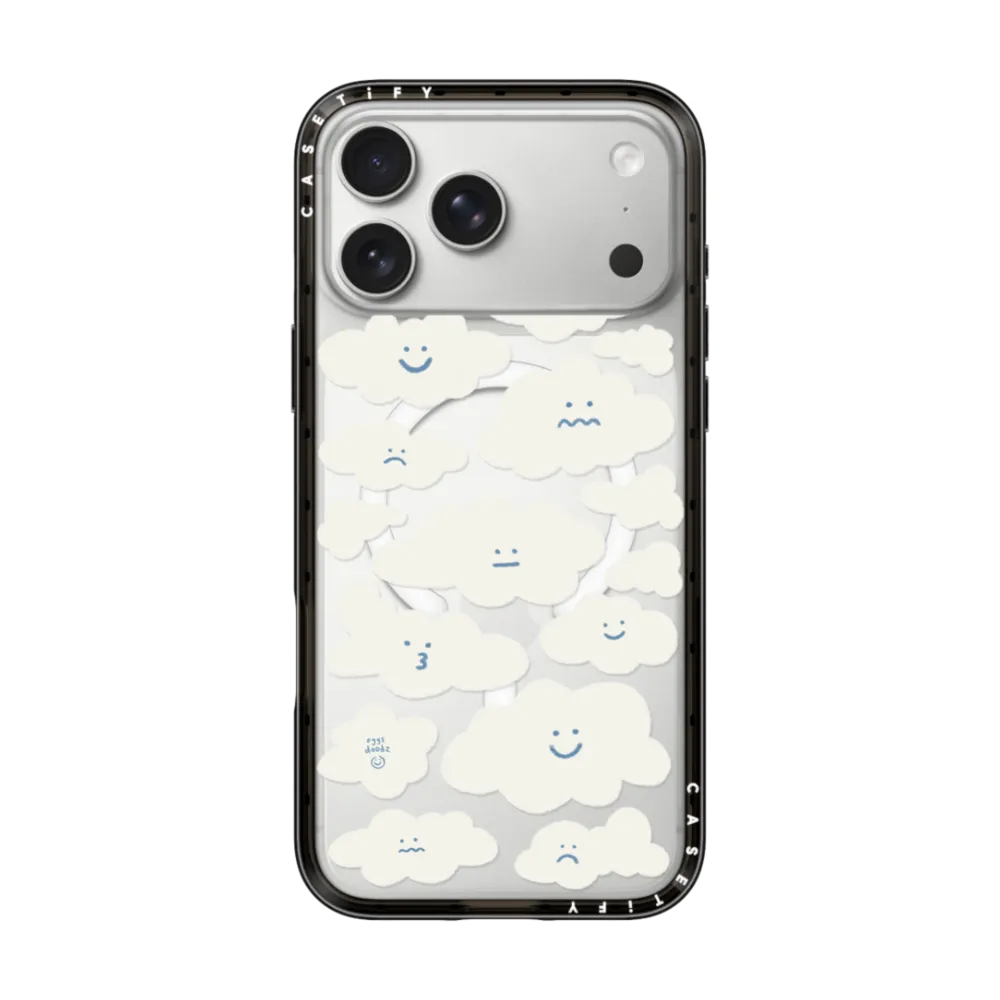 Compact iPhone 17 Pro Max Case MagSafe Compatible - Cute Clouds
