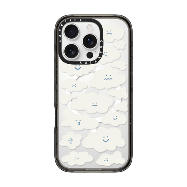 Eggsdoodz x CASETiFY iPhone 16 Pro ケース ブラック インパクトケース MagSafe対応 Cute Clouds