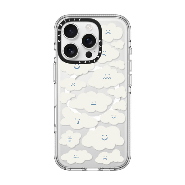 Eggsdoodz x CASETiFY iPhone 16 Pro ケース クリア クリア ケース MagSafe対応 Cute Clouds