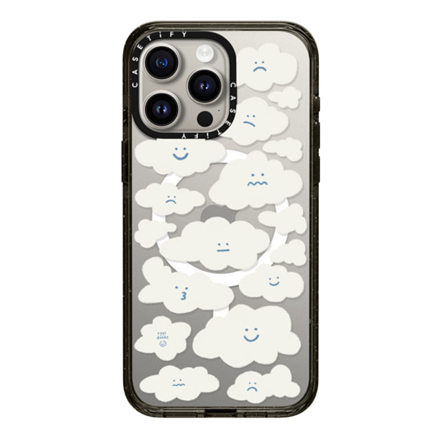 Eggsdoodz x CASETiFY iPhone 15 Pro Max ケース ブラック インパクトケース MagSafe対応 Cute Clouds