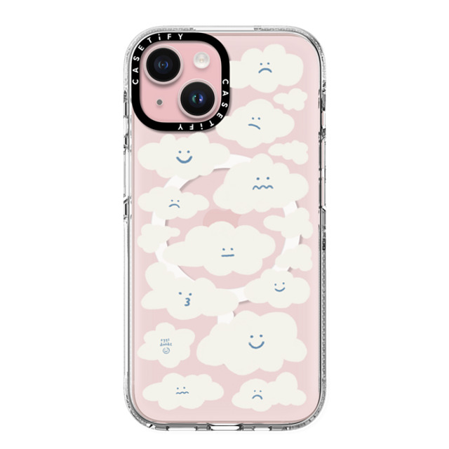 Eggsdoodz x CASETiFY iPhone 15 ケース クリア クリア ケース MagSafe対応 Cute Clouds